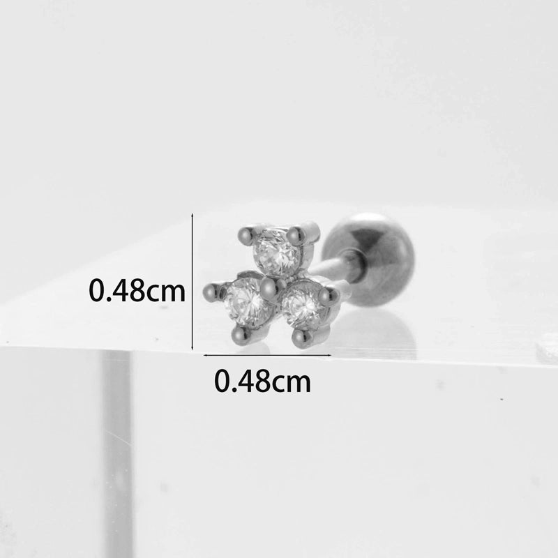Ear Cartilage Rings & Studs Flower 316L Stainless Steel  Copper Inlaid Zircon