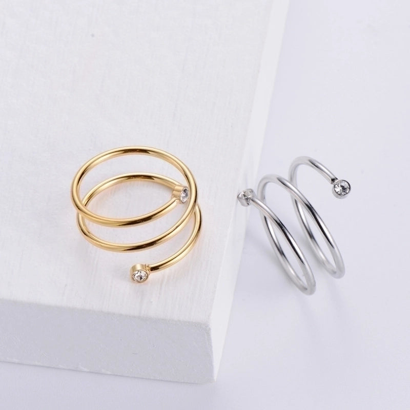 Stainless Steel 18K Gold Plated Fashion Geometric Rhinestones