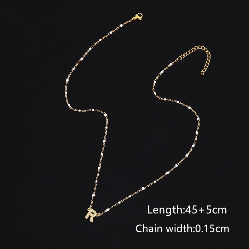 50 Pieces 201 Stainless Steel Copper Letter Pendant Necklace