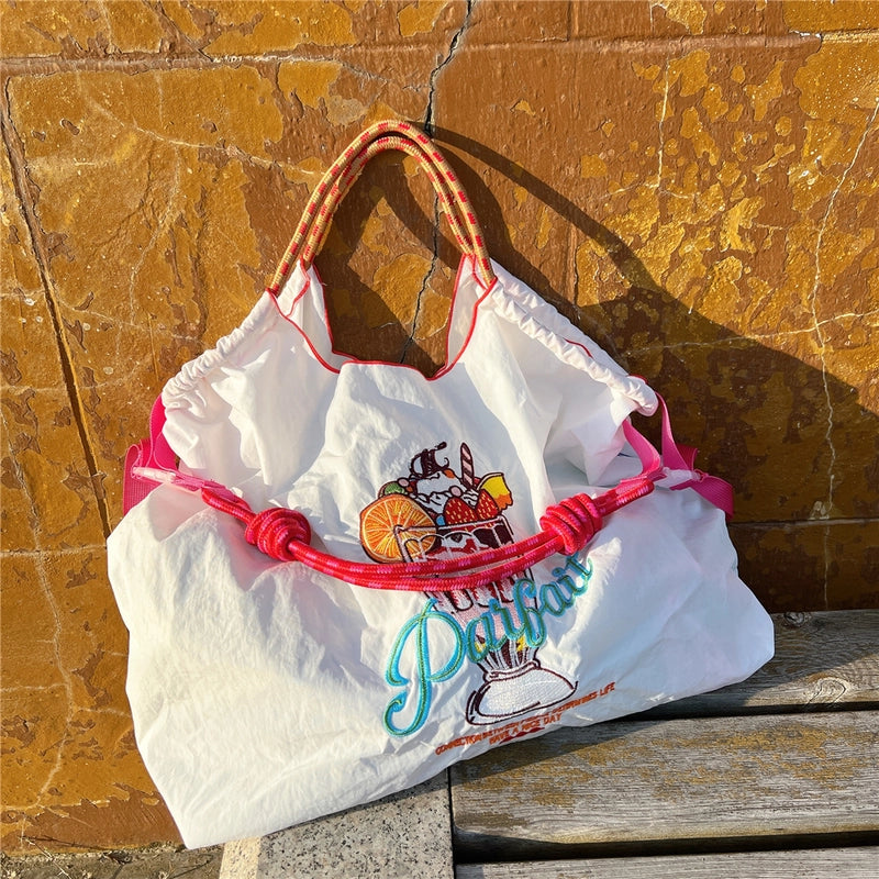 Women's Medium Polyester Animal Plant Streetwear Square Open Shopping Bags