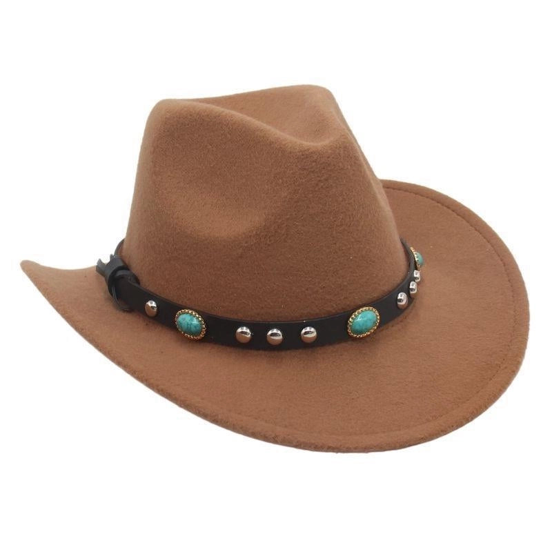 New Ethnic Style Tibetan Western Cowboy Hat Top Hat Autumn And Winter Men's And Women's Felt Hat Curling Jazz Hat Trendy