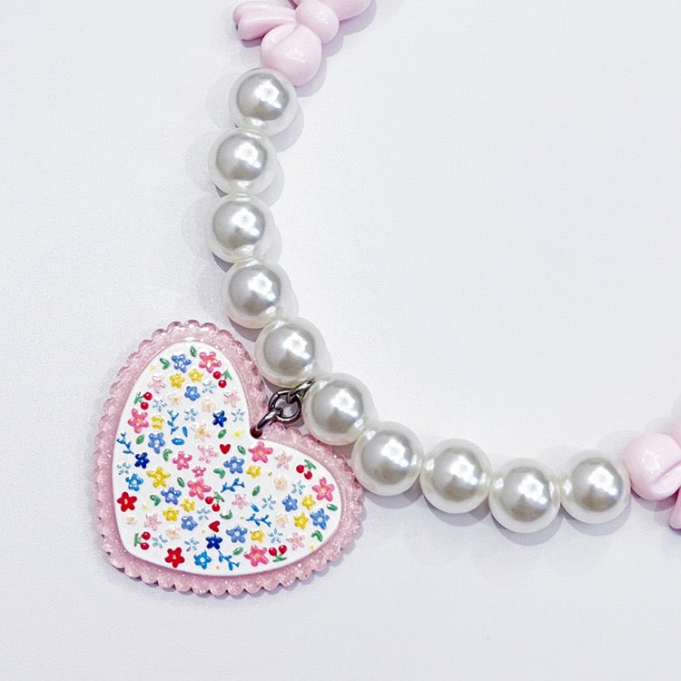 Cherry Floral Heart Dog Cat Necklace