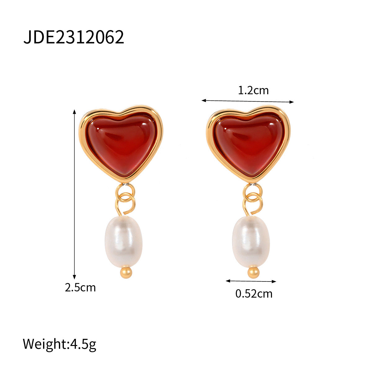 Stainless Steel Oil Drop Heart Earrings Pearl Earrings Titanium Steel Earrings Earring