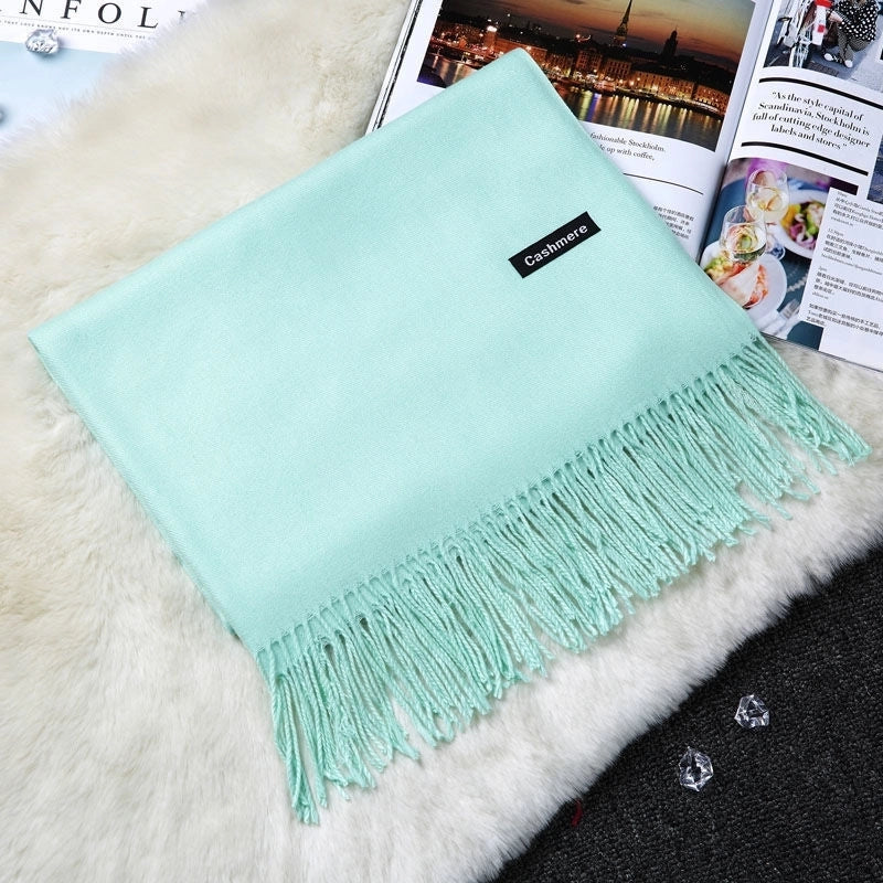 Autumn And Winter Imitation Cashmere Scarf Classic Double-sided Solid Color Men's And Women's Warm Large Shawl Dual-use Scarf