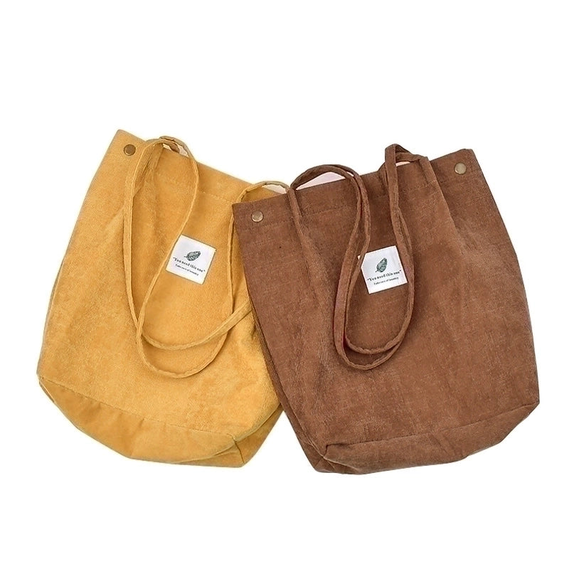 Women's Fashion Solid Color Corduroy Shopping Bags