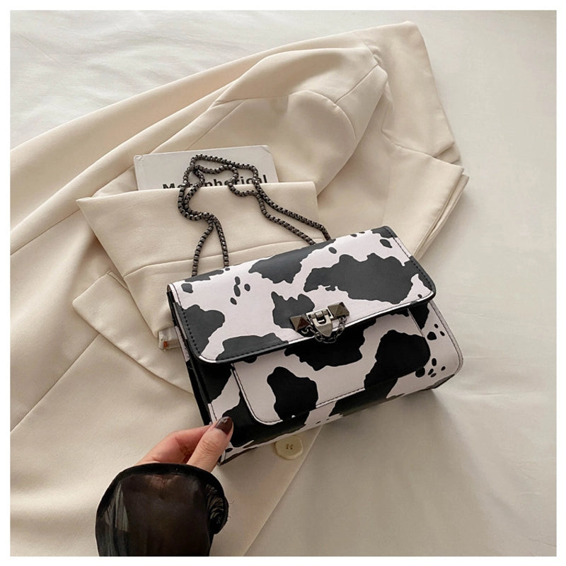 Women's Small Pu Leather Color Block Streetwear Square Flip Cover Shoulder Bag