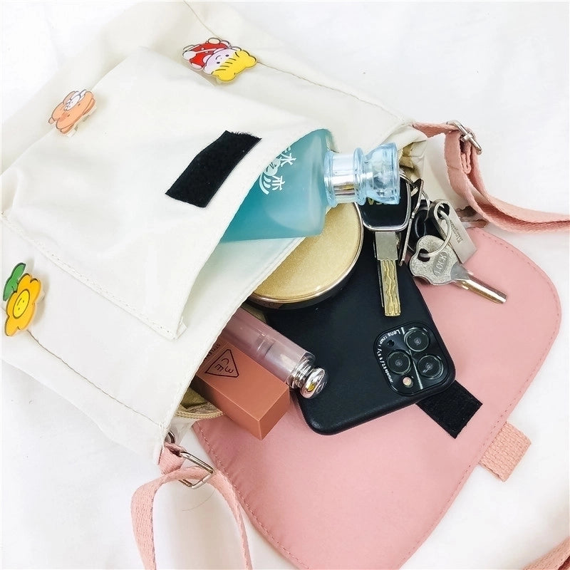 Women's Medium Oxford Cloth Color Block Streetwear Square Fastener Crossbody Bag