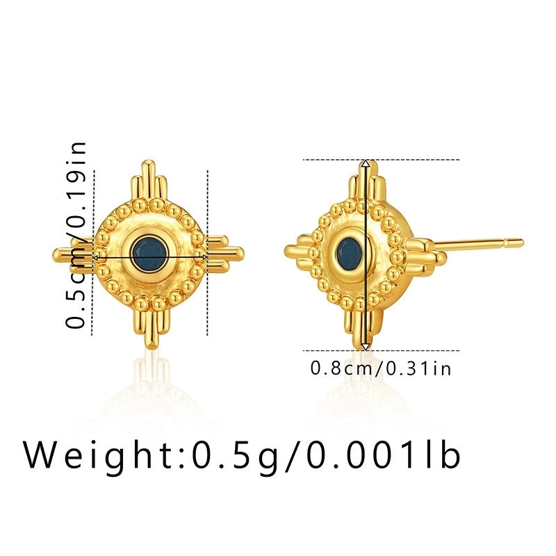 1 Pair Minimalist Geometric Inlay Copper Zircon 18K Gold Plated Ear Studs
