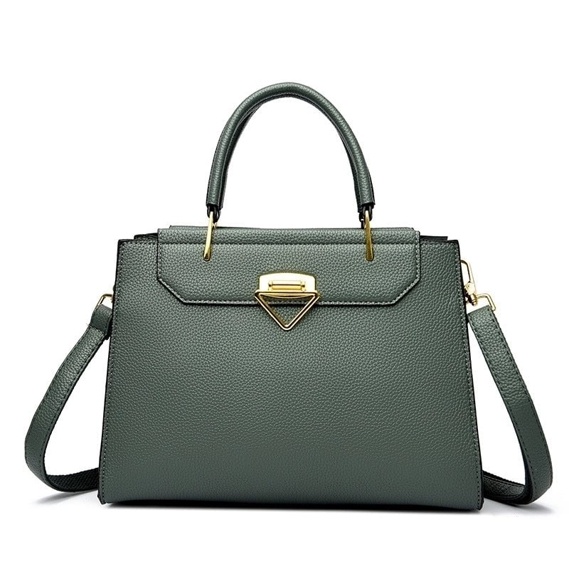 Women's Medium Pu Leather Solid Color Elegant Vintage Style Zipper Handbag