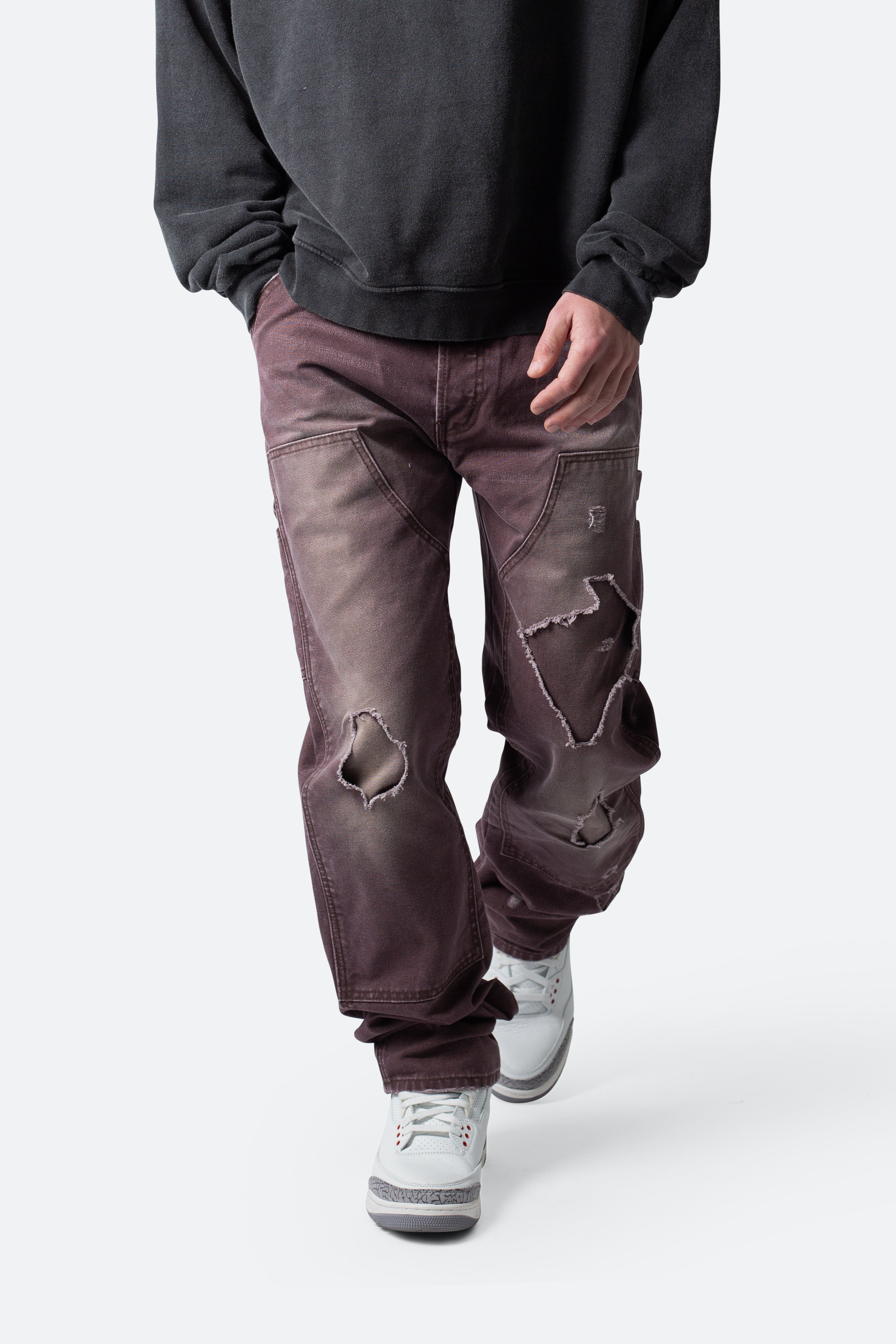 V602 Thrashed Carpenter Pants - Brown