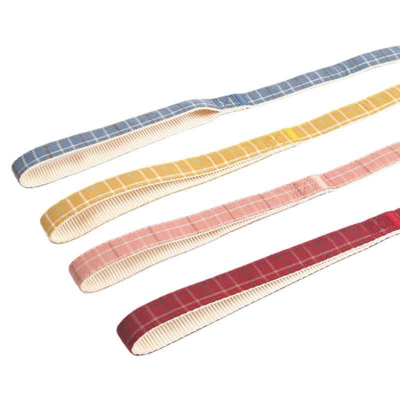 Second Generation Upgraded Pet Leash  Two-color Plaid Imitation Nylon Dog Leash