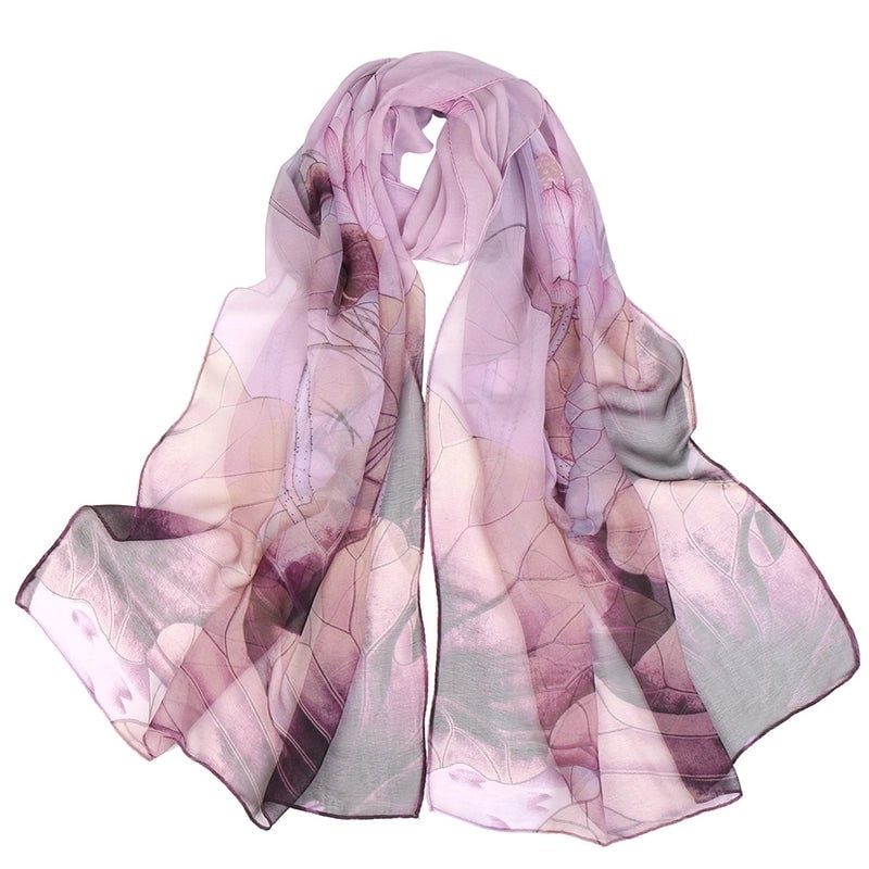 Women's Elegant Flower Georgette Printing Cotton Linen Scarves