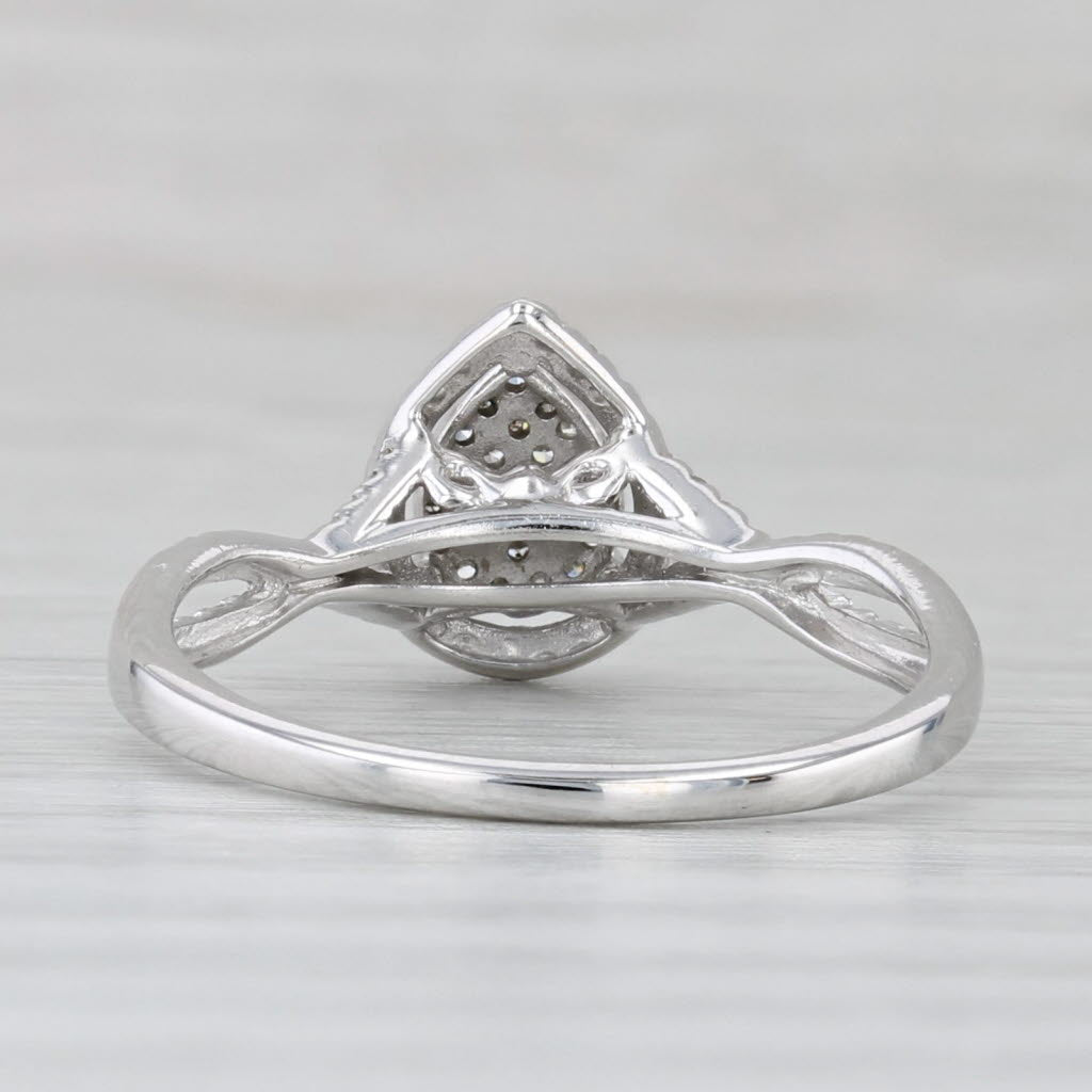 0.12ctw Diamond Cluster Halo Engagement Ring 10k White Gold Size 7.25