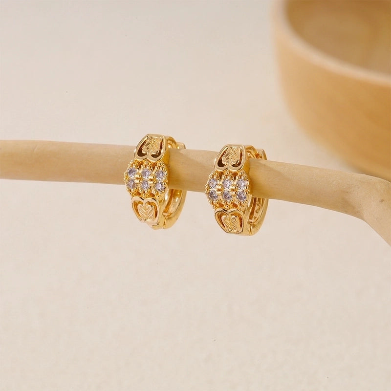 1 Piece IG Style Minimalist Geometric Inlay Copper Zircon Earrings