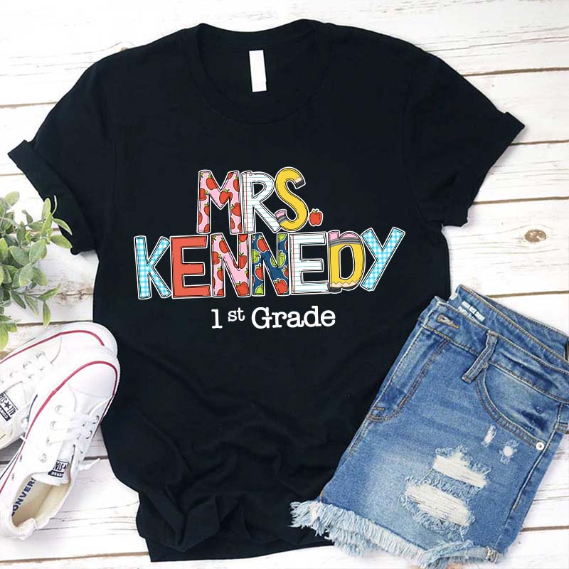 Personalized Name And Grade Teacher T-Shirt