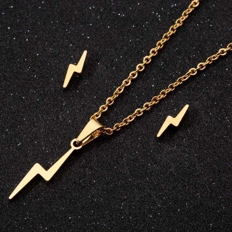 Minimalist Geometric Leaf Heart Shape Stainless Steel Plating Earrings Necklace 1 Set