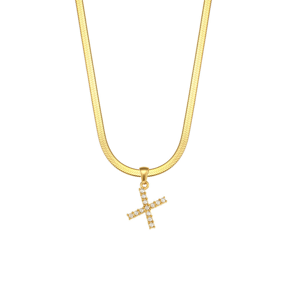 Fashion Letter Number Text Stainless Steel 18K Gold Plated Necklaces