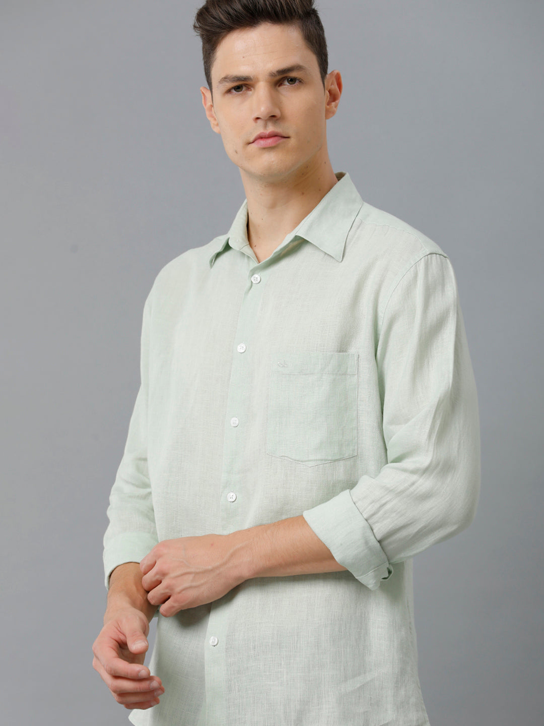 Men Stipes Formal Grey Shirt (LUTHE)