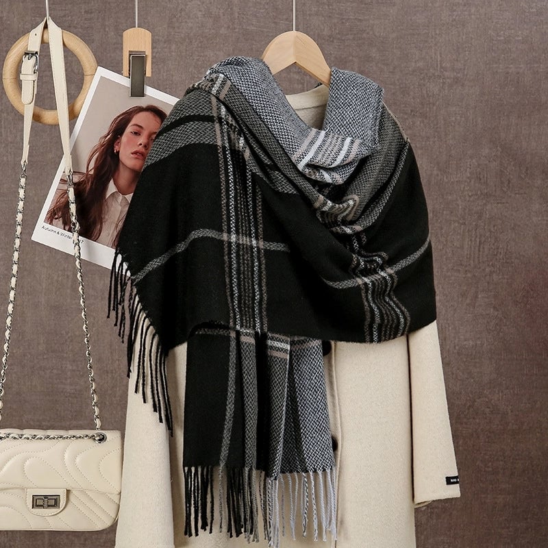 Women's Sweet Classic Style Color Block Imitation Cashmere Scarf