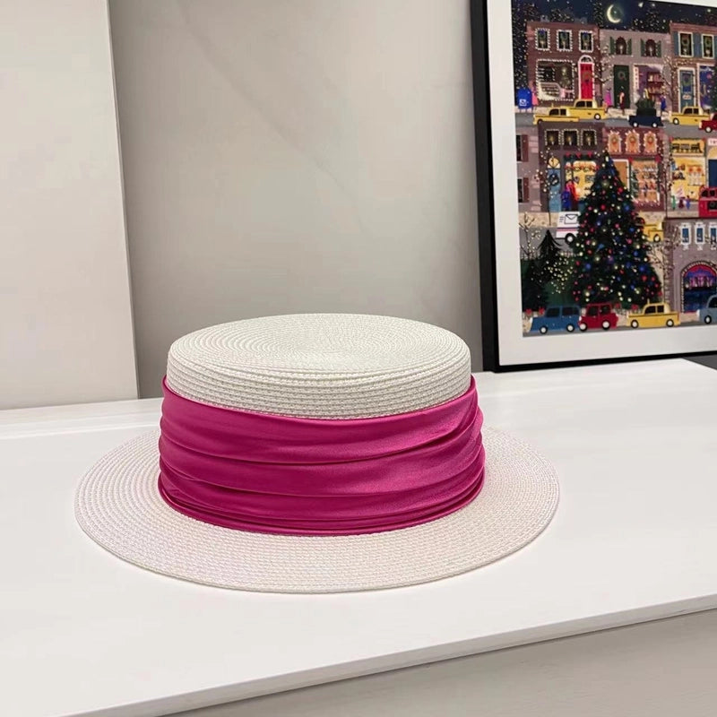 Women's Elegant Minimalist Color Block Wide Eaves Straw Hat