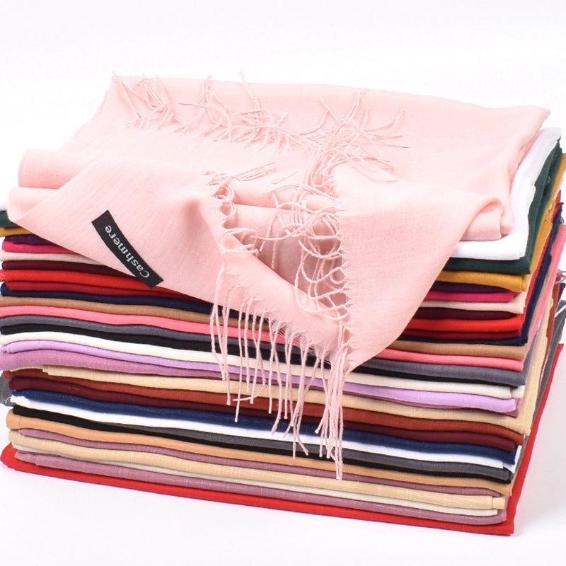 Women's Fashion Tassel Solid Color Imitation Cashmere Winter Scarves