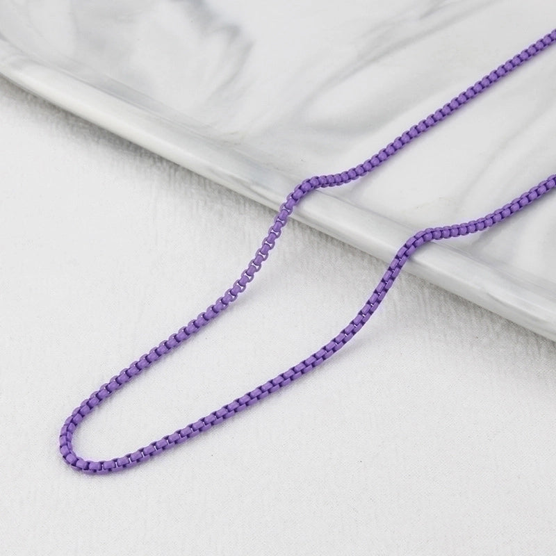 Casual Minimalist Solid Color Titanium Steel Stoving Varnish Necklace