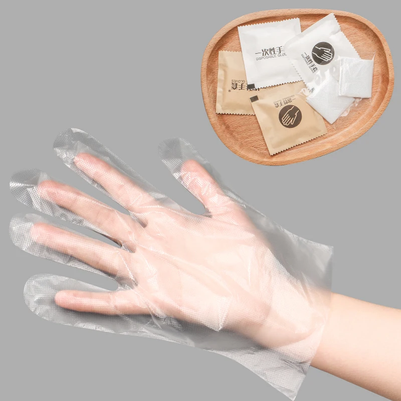 Household kitchen Food Compostable Transparent Customized Individually Packed PE Plastic Disposable Gloves