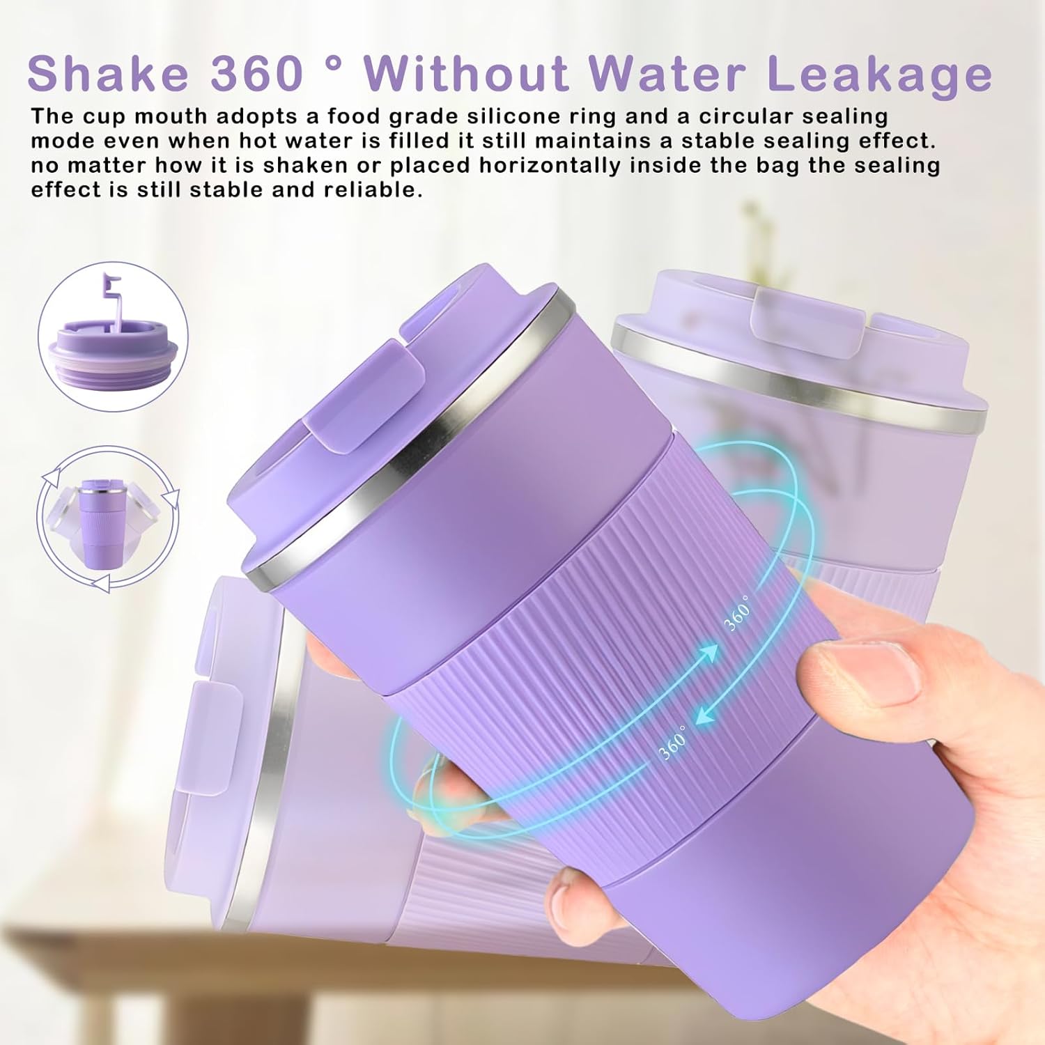 Senshuomy Travel Mug, Insulated Coffee Cup with Leakproof Lid, Reusable Coffee Cups Travel Cup, Stainless Steel thermaol Mug for Hot Cold Drinks (Green 380ml)