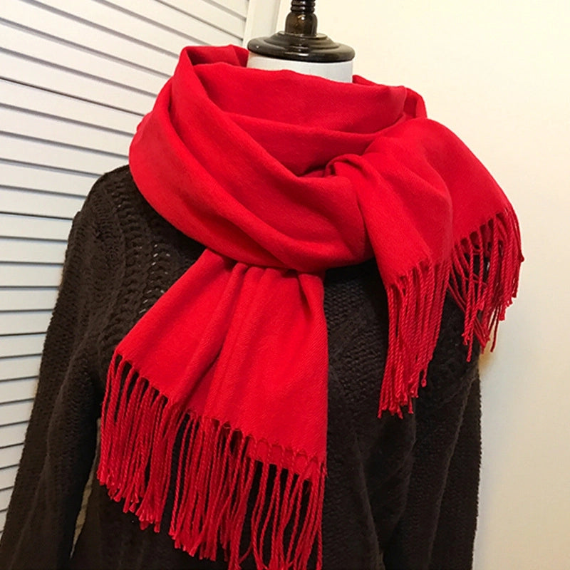 Autumn And Winter New Solid Color Scarf Sweet Wind Imitation Cashmere Scarf Women's Warm Scarf Fashion Shawl