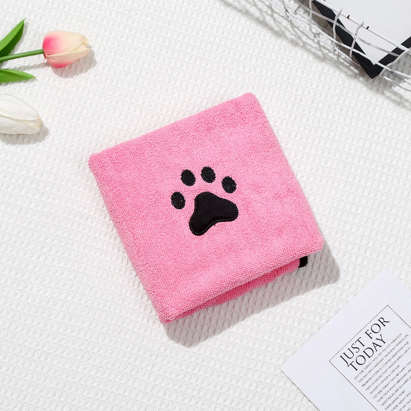 Fashion Artificial Fiber Paw Print Pet Bath Towel