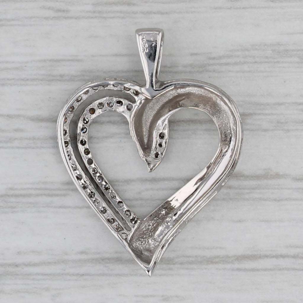0.10ctw Diamond Open Heart Pendant 10k White Gold