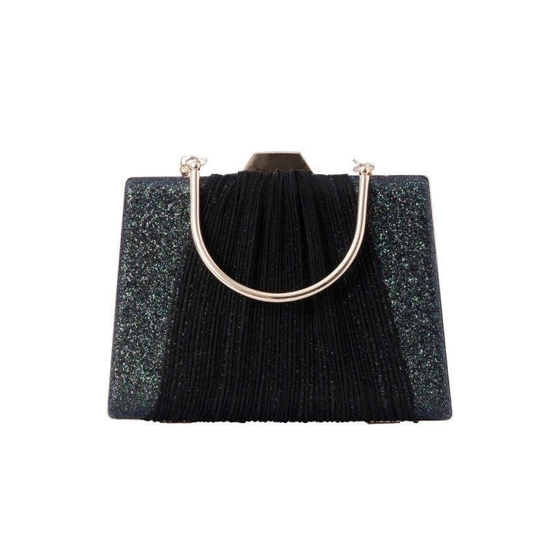 Purple Green Pu Leather Color Block Square Evening Bags