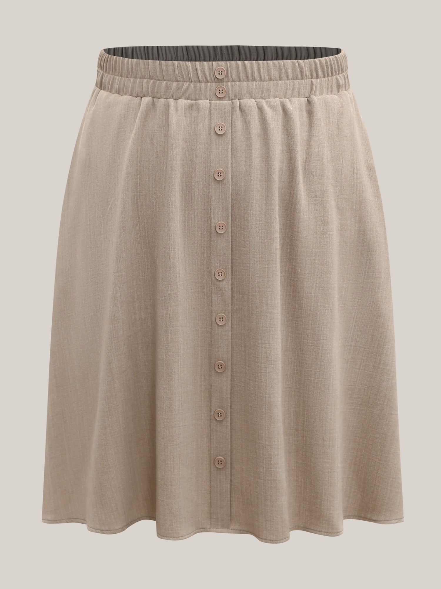Button Detail Textured A-Line Midi Skirt