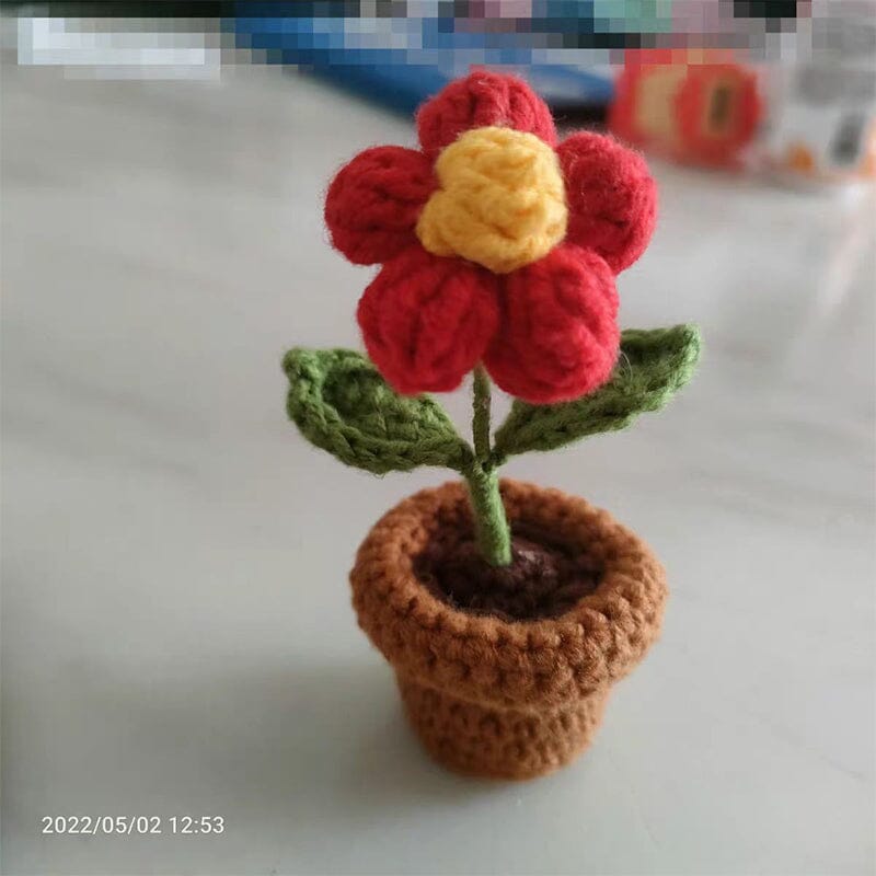 Handmade knitted flowers