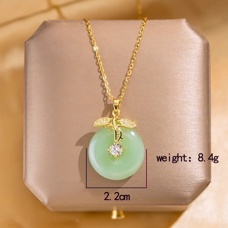 Elegant Lady Streetwear Geometric Flower Butterfly 304 Stainless Steel Acrylic Zircon 18K Gold Plated Inlay Pendant Necklace