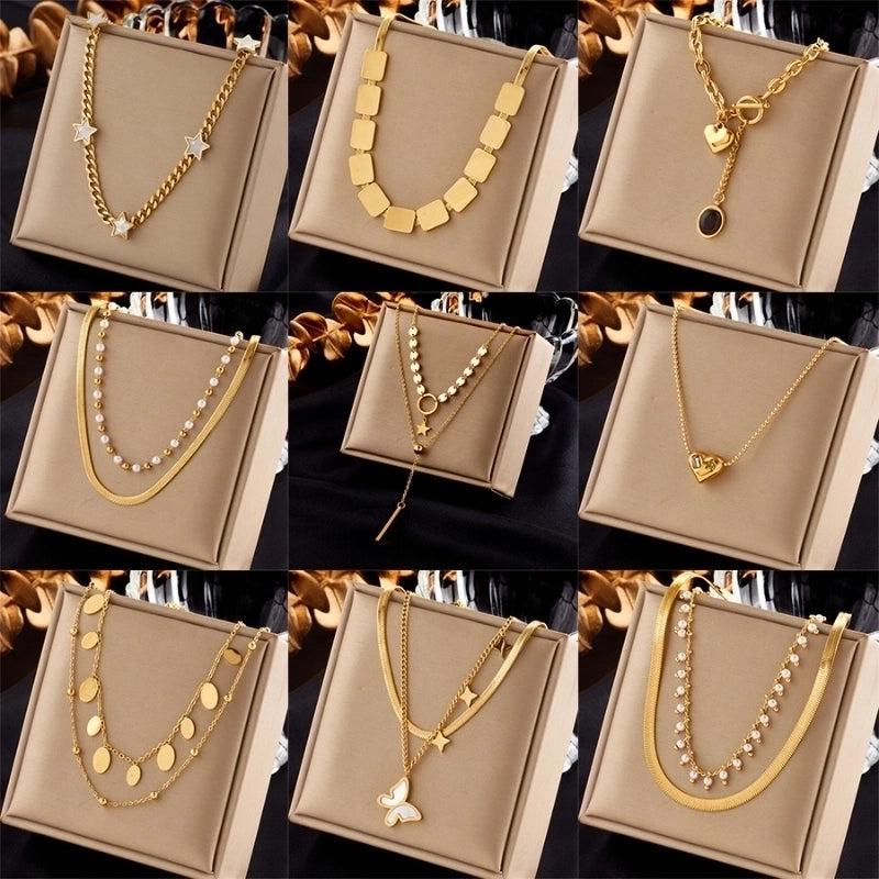 Minimalist Star Heart Shape Titanium Steel Plating Necklace