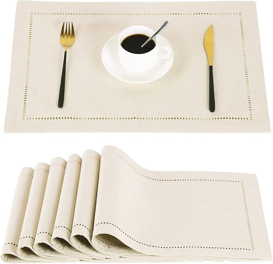 2PCs Rectangular Shape Placemats5974-(SA2405-252)Beige