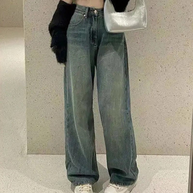Vintage Wide Leg Loose Cargo Jeans For Women