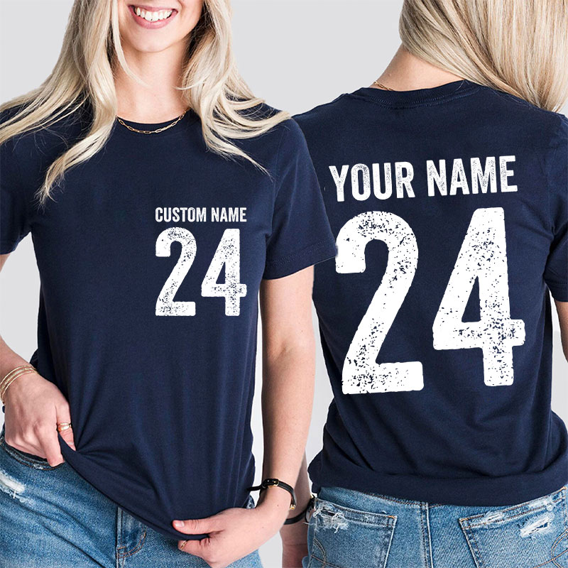 Name And Back Number Teacher Two Sided T-Shirt