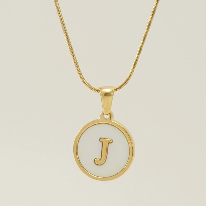 Fashion Letter Stainless Steel Titanium Steel Plating Inlay Shell Pendant Necklace 1 Piece