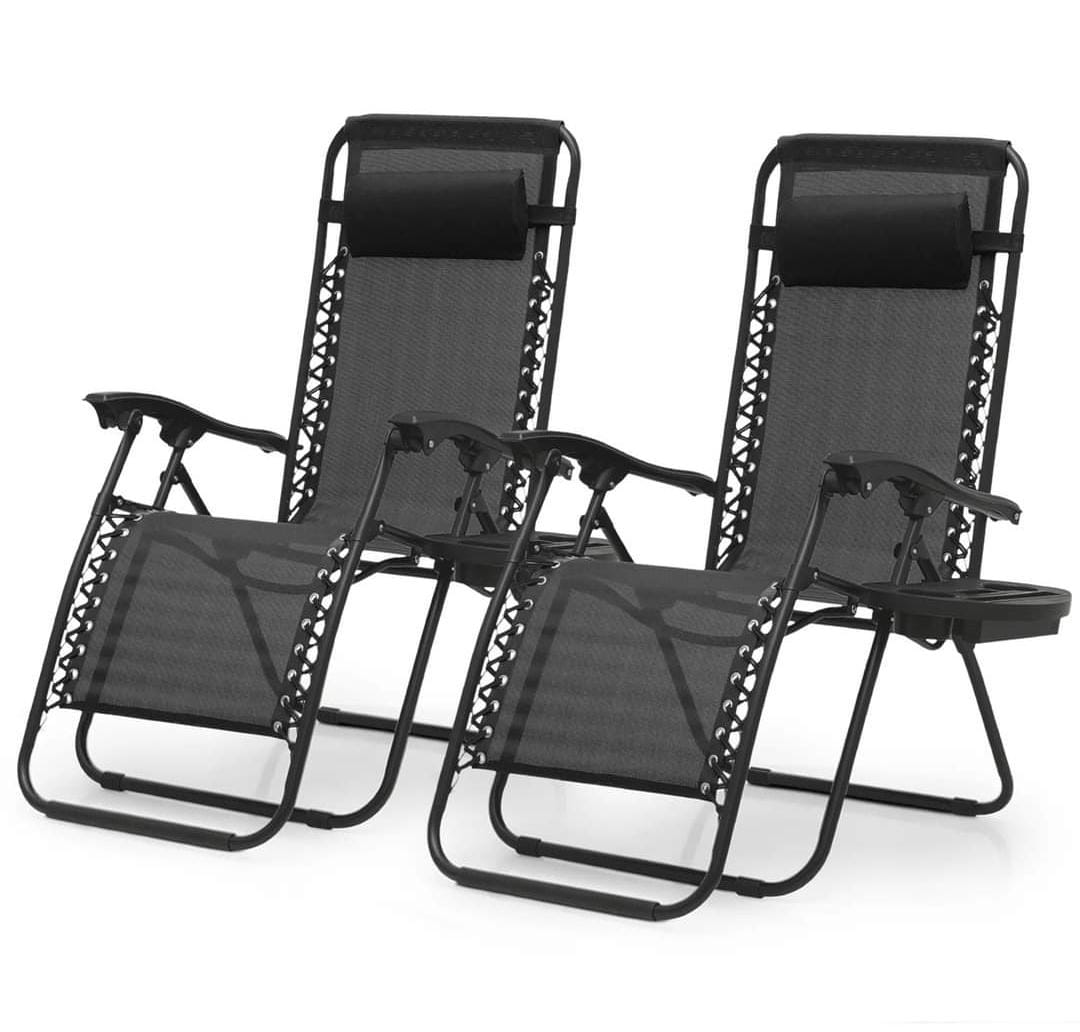 Zero Gravity Reclining Chair with Side Table – Foldable & Comfortable Outdoor Lounger