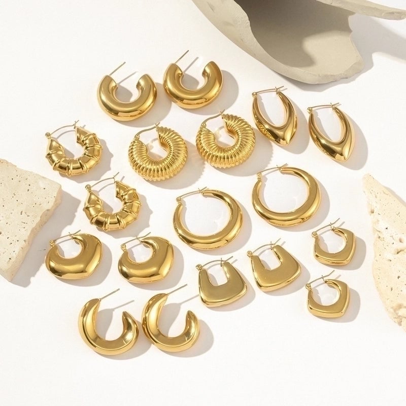 1 Pair Minimalist Classic Style C Shape U Shape The Answer Plating Stainless Steel Earrings