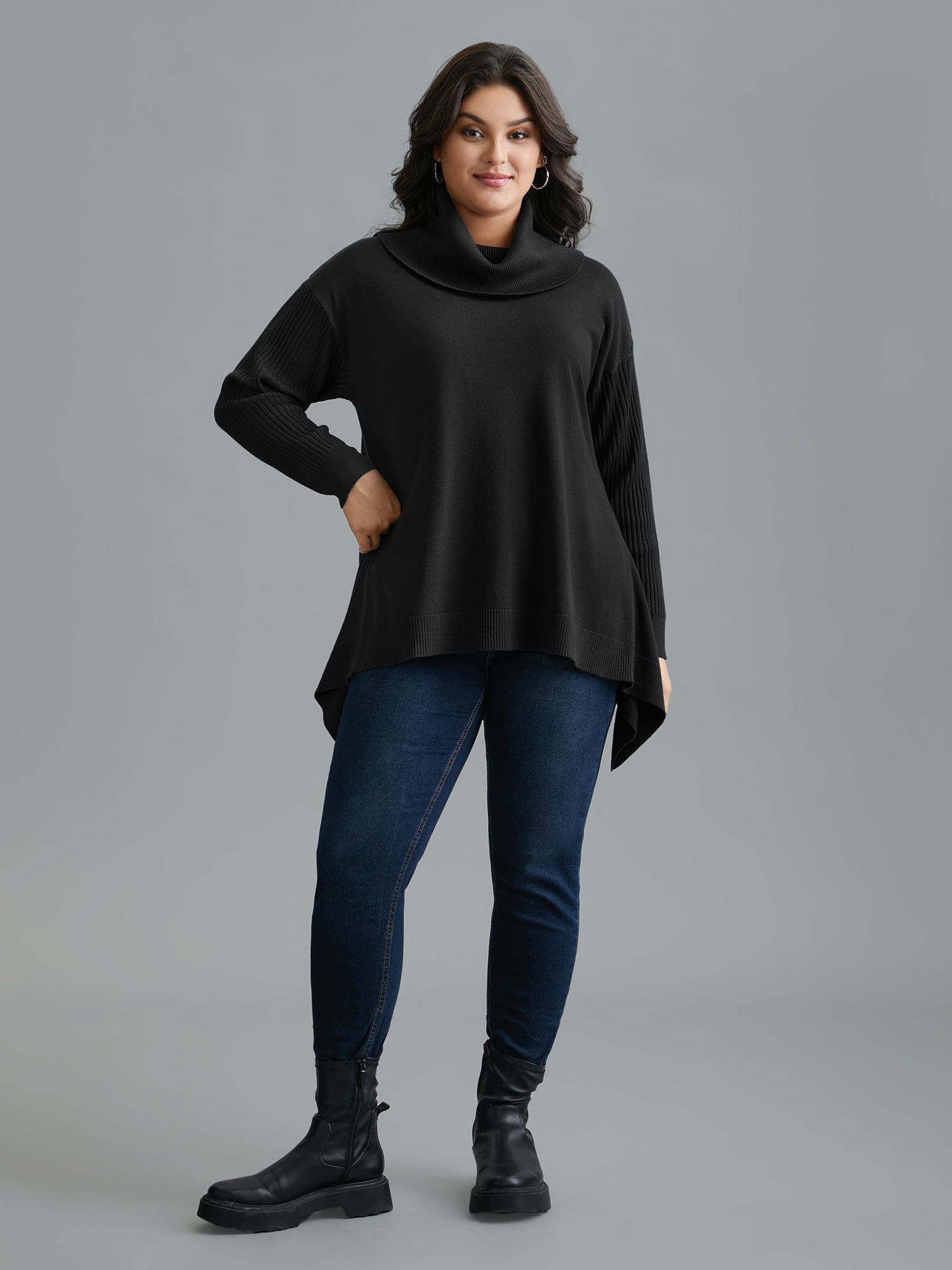 Supersoft Essentials Textured Drop Shoulder Turtleneck Pullover