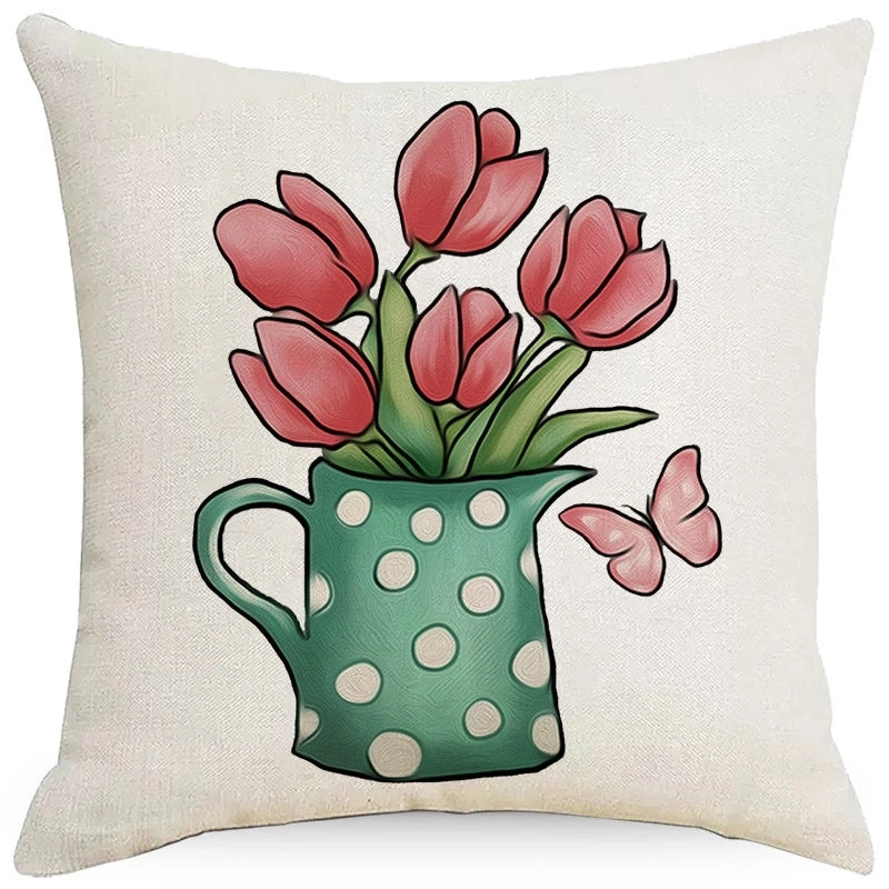 Pastoral Plant Flower Linen Pillow Cases