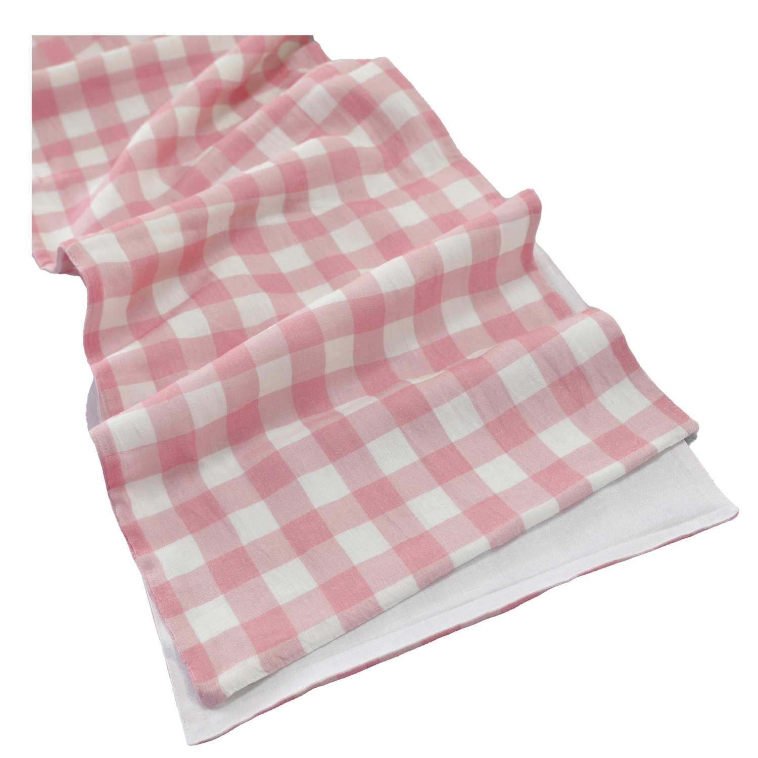 Pink Buffalo Check 100% Linen Table Runner