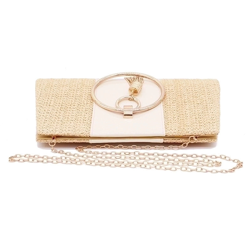 White Yellow Linen Solid Color Ornament Square Evening Bags