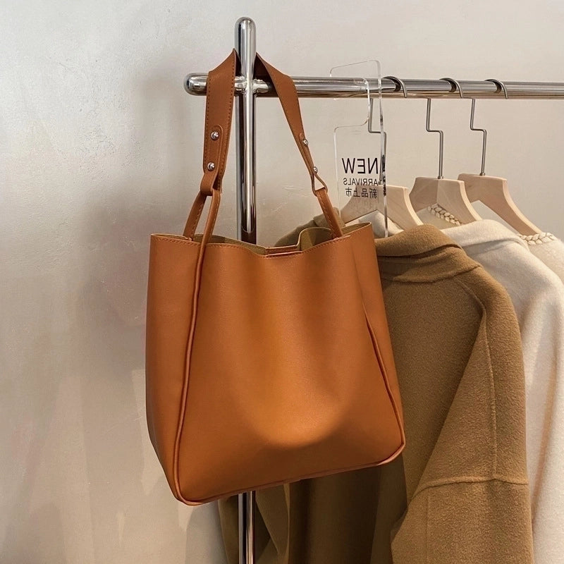 Large Pu Leather Streetwear Bucket Bag