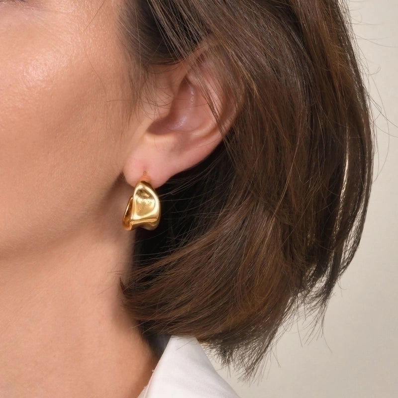 1 Pair IG Style Vintage Style C Shape Solid Color Plating 201 Stainless Steel Ear Studs