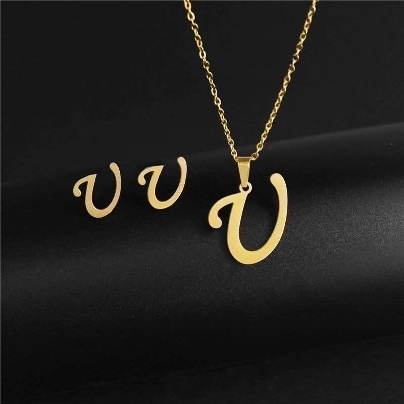 Minimalist Letter Stainless Steel Polishing No Inlaid