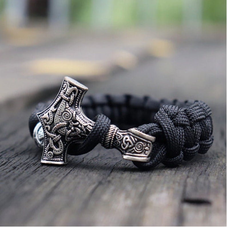 Thor's Hammer Bracelet | Handmade S925 Silver Viking Rope Bracelet |  Vikings Bracelet